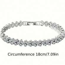 Internet Celebrity Super Hot Heart-Shaped High-Grade Diamond-Plated Silver Roman Bracelet For Girls Fashion Crystal Bracelet Hand String Hand Jewelry - 銀色 - 查看 5