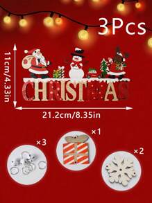 1/3PCS Wooden Christmas Plaque Hanging Doorplate For Christmas Wedding Party Wall Home Decoration Christmas Decorations Room Decor Winter Christmas Decorations Home Christmas Gifts Christmas Decor