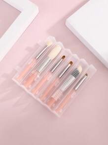 6 Peças/Conjunto Minúsculo Conjunto de Pincéis de Maquiagem, Pincéis de Maquiagem Portáteis para Iniciantes em Maquiagem de Olhos e Lábios, Conjunto Completo de Pincéis Cosméticos, Pincel de Sombra