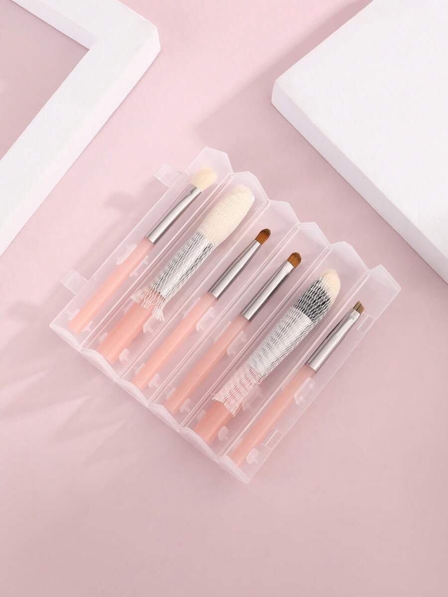 6 Peças/Conjunto Minúsculo Conjunto de Pincéis de Maquiagem, Pincéis de Maquiagem Portáteis para Iniciantes em Maquiagem de Olhos e Lábios, Conjunto Completo de Pincéis Cosméticos, Pincel de Sombra