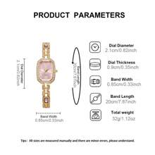 1 件女士手表新款女士复古风格方形小表盘水钻镶嵌设计钢表带奢华手表非常适合日常佩戴、生日礼物、派对、节日聚会，也是送给自己或朋友的理想礼物 - 粉色 - 查看 8