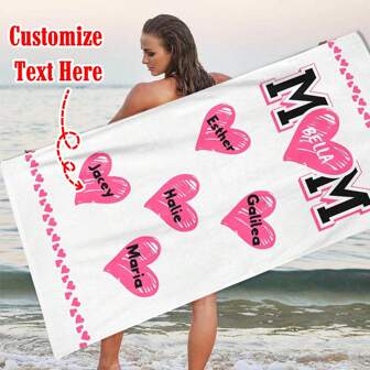 Personalized Mom Beach Towel, Mom Valentines Day, Gift For Mothers Day, Present For Mom, Gift For Mommy, Mom Birthday Gift From Daughter