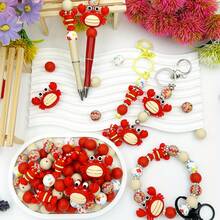 5/25/30 件可爱 3D 螃蟹和龙虾硅胶珠 - 红色和白色海鲜装饰，适用于 DIY 工艺品、钥匙扣、笔饰、项链吊坠 - 送给海滩爱好者、螃蟹和龙虾爱好者、手工艺术家的完美礼物 - 独特的设计，适合手工艺人的有趣配饰 - 龍蝦螃蟹系列 - 查看 11