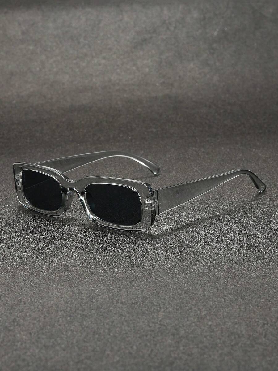 1 件 Y2K 方形框架可爱日常佩戴时尚眼镜，适合派对 - 灰色 - 查看 1