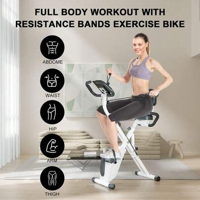 GartistGo Foldable Magnetic Resistance Exercise Bike With LCD Monitor & IPad Holder,  Gym Equipment