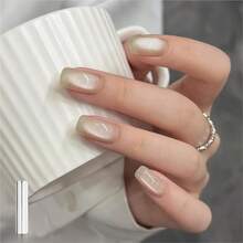 GAOY Glassy - Esmalte de uñas de gel de ojo de gato, 0.6 onzas líquidas, esmalte de gel holográfico UV con imán, translúcido reflectante, luz de luna plateada 2341 - Almizcle húmedo - Ver 2