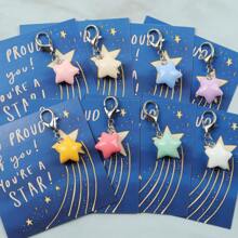 8pcs Mini Resin Star Keychains, Includes "So PROUD Of You! You're A Star" Inspirational Cards,Encouragement And Praise Gift, Ideal For Birthday, Anniversary, Graduation, Back To School,Encouragement Gifts, Bag Charms Car Accessories Cute Goth Y2k Halloween Accessories Teachers Day - Multicolor - View 5