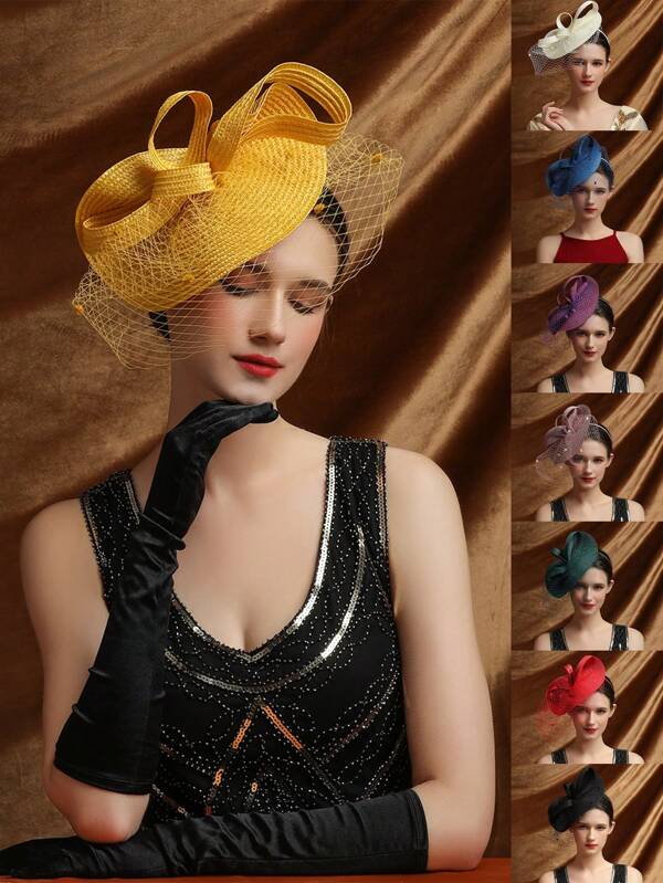 1pc Tea Party Fascinator Kentucky Hat Women's Fascinator Derby Straw Pillbox Hat For Cocktail Wedding