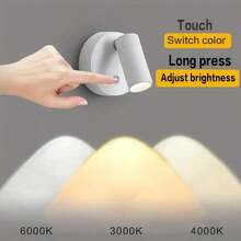 Versatile LED Spot Light, Magnetic Wall Light With 3 Color Modes & Adjustable Brightness - Touch Control, Easy Install, Perfect For Plants & Artwork - USB Rechargeable Battery - Ideal For Bedrooms, Living Rooms, And Hallways, Wireless Hole Free, 360 ° Rotating Touch Control - White - View 7