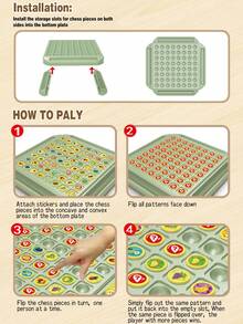 全新4人翻转匹配记忆游戏、桌面竞技比赛挑战、亲子互动、专注力训练、益智棋盘游戏 - 彩色 - 查看 5