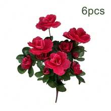 6 Bundles Artificial Faux Rhododendron Flowers, Artificial Flowers Silk Flowers Rhododendron Arrangement Wedding Table Centerpiece Table Centerpieces For Dining Room For Home Wedding Party Decor Gifts For Women - ÔNG - Xem 1