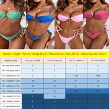 Glossy String Bikini Set Soild Swimsuit Women's Fashion Bikini Green Halter Sport Swimsuit Beach Vacation Low Cut Shiny Two Piece Tie