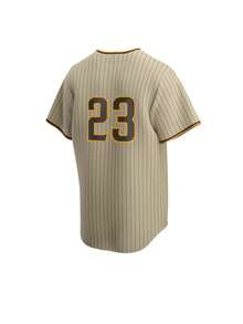 Men's Baseball Jersey 23 Brown Button-Down Embroidered Sports T-Shirt Gym Clothes Men Basic T Shirt - 棕色 - 查看 2