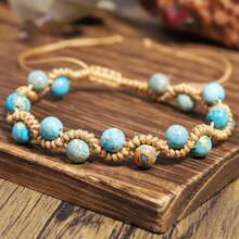 Braccialetto fatto a mano in pietra naturale imperiale, braccialetto da yoga e meditazione per donna, regalo perfetto per uso quotidiano, vacanze estive e gioielleria