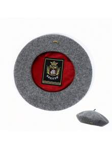 Candy-Colored 100% Wool Beret Hats For Women - Vintage Y2K Fashion, Lightweight Lined Design With Copper Buttons, Versatile Headwear For Casual, Outdoor, And Art Activities Black Beret Hat - Berets - View 18