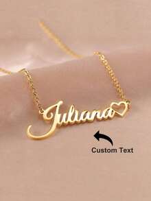 1 pieza Collar personalizado con placa de identificación en forma de corazón, collar de acero inoxidable chapado en oro de 18K con corazón calado, regalo ideal para novia, mamá, familia, amiga, hija, aniversario, cumpleaños, desgaste diario, fiesta, Día de la Madre, San Valentín, graduación, boda, casual, vintage, minimalista