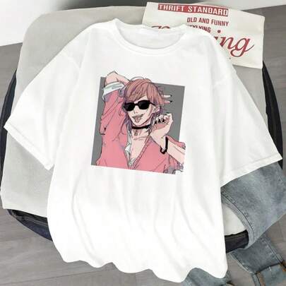 女性 Tシャツ日本アニメ Yarichin B クラブ美学 Tシャツ半袖原宿かわいいトップス女性 Tシャツ