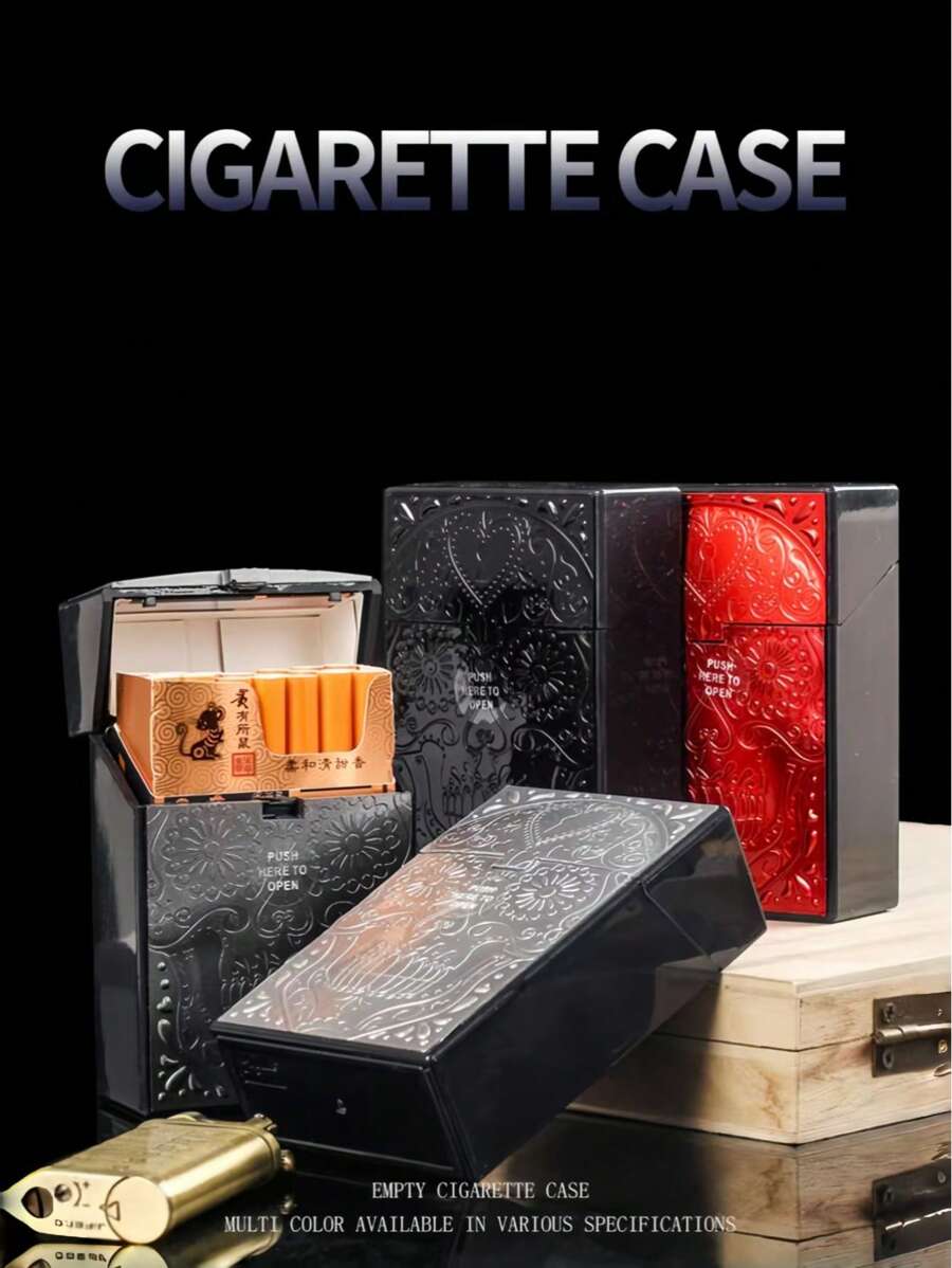 1 pieza Estuche de cigarrillos de plástico con diseño único de calavera con corazón, almacena 20 cigarrillos, caja de cigarrillos portátil y creativa, adecuada para hombres y mujeres, regalo, útiles escolares, funda de cigarrillos, almacenamiento de cigarrillos