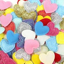 50 件/套闪光细节心形缝纫配件，现代涤纶服装缝纫配件