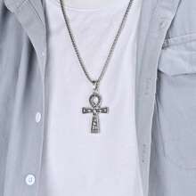 1 Piece Of Stainless Steel Ancient Egyptian Style Symbol Cross Necklace Pendant, Suitable For Men/Women, Gift For Holidays And Birthdays