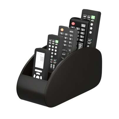 حامل جلد PVC للتحكم عن بعد ب- 5 أقسام، منظم/صينية للتحكم عن بعد بالتلفزيون، منظم مكتب للنظارات والفرشاة ومشغلات الوسائط والأقلام - مثالي لطاولة الليل/المكتب، هدية عيد الميلاد والشكر، منظم مكتب ودرج للتنظيم المنزلي