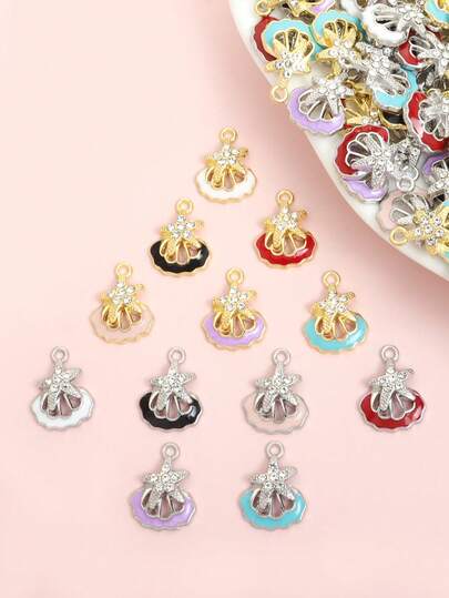 Bộ 10 mặt dây chuyền hình vỏ sò và sao biển giọt dầu dễ thương bằng hợp kim, trang trí bằng đá lấp lánh, phụ kiện thời trang cho vòng cổ, bông tai, vòng tay, lắc chân, móc khóa, ốp điện thoại và nút chặn bụi, thích hợp cho việc tự làm trang sức chủ đề đại dương, phù hợp cho kỳ nghỉ biển và trang trí tiệc theo chủ đề đại dương.