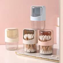 1pc Desktop Rotating Cotton Swab Box With Lid, Multifunctional Makeup Pad Storage Container, Convenient To Take