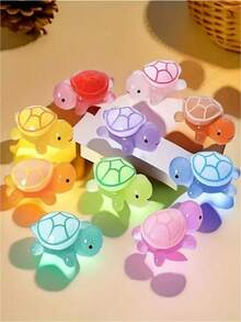 10/20 piezas de decoraciones de mini tortugas de mar que brillan en la oscuridad de colores aleatorios - Adorables adornos de resina de tortugas de mar para decorar pasteles, favores de fiesta de océano y manualidades de jardinería, regalos de cumpleaños y graduación - Multicolor - Ver 14