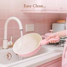 21 piezas Juego de ollas y sartenes antiadherentes, Juego de utensilios de cocina de cerámica con mangos desmontables, Juego de cocina para autocaravana con mangos extraíbles, Apto para horno, Apto para inducción, Apilable, Antiadherente, Color rosa - Rosa - Ver 8