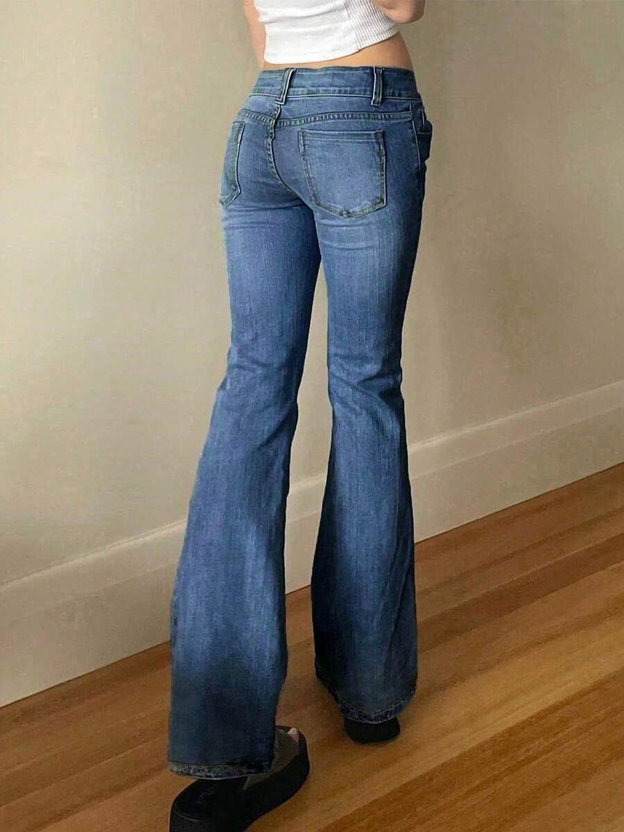 TOP Designed With High Stretch Fabric; Loose And Comfortable, Casual And Comfortable; Suitable For Back-To-School Season; Casual Vacation; Daily Commute; Office - Dark Wash - View 1