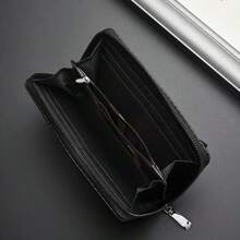 Portafoglio lungo da uomo con moda, posizione casuale multi-cavo, in morbida pelle, portafoglio da lavoro con chiusura lampo, porta-tasche, grande capacità