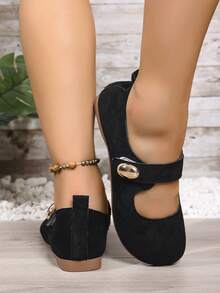 Women's Fashion Casual Hook And Loop Soft Bottom Round Toe Flats