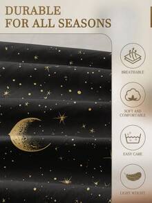 2/3pcs /Set Black Stars Moon Pattern Fitted Sheet Set Without Filler, Fitted Sheet Set For Bedroom Brushed Microfiber Breathable Comfortable 1pc Mattress Cover With 1/2pcs Pillowcase, Bed Cover Set King Queen Full Twin Size Fitted Sheet Set For Bedroom Brushed Microfiber Breathable Comfortable Sheet Bedspread Deep Pocket Up To 11.8 Inch Breathable Wrinkle-Free Better For Sleep, Machine Washable Domitory Bedding Back School Bedding