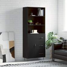 Küchenmöbel Sideboard Schwarz 69,5x34x180 cm aus Mehrschichtholz Modernes Sideboard Vielfältige Verwendungsmöglichkeiten, Esszimmer/Küche