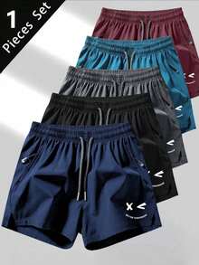 1 Quần đùi thể thao chạy bộ cho nam, Quần đùi thể dục ngoài trời khô nhanh mùa hè - Màu xanh hải quân - Xem 5