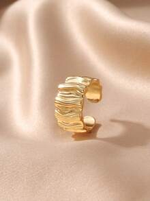 1枚简约不锈钢花朵开口戒指，适合女性日常、节日、派对佩戴，也可作为母亲节礼物 - 花朵 - 查看 4