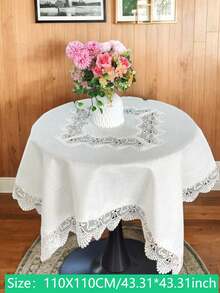 Față de masă dreptunghiulară din fibră de bambus albă, 1 buc., broderie din dantelă solubilă în apă, design elegant cu flori albe, potrivită pentru masa de bucătărie de acasă, bufet, comodă, decorarea dulapului de pantofi, petrecere de sărbători, petrecere de picnic în aer liber, cadou de aniversare a nunții pentru bărbați și femei, broderie rafinată, decorațiune festivă, material de înaltă calitate, pentru gazdele de banchet.