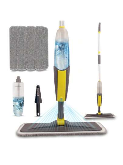 Spraymoppar för golvrengöring, mikrofibermopp för trägolv, våtspraymopp med 1/4 återanvändbara tvättbara dynor för hemmabruk, kommersiella trägolv, laminat, vinyl, träkakelgolv