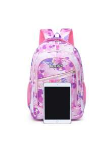 2 Stücke Set Schulanfang, neuer Stil, modischer Nylon Rucksack mit Buchstaben Muster, Messenger Tasche, glatter Reißverschluss, großes Fassungsvermögen, modern und einzigartig, auch geeignet für täglichen Outdoor-Reisen