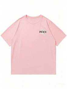 Áo thun nam tay ngắn in khẩu hiệu chim bồ câu cá tính, thoải mái và thoáng khí, phù hợp cho mùa hè, thời trang hàng đầu, phong cách những năm 2000 - Hồng - Xem 8