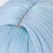 MCurly Ice Blue Wig For Cosplay + Hairpin Anime Long Light Blue Women Cosplay Costume Wigs Accories For Halloween Party + Wig Cap8001 - 藍捲曲 - 查看 6