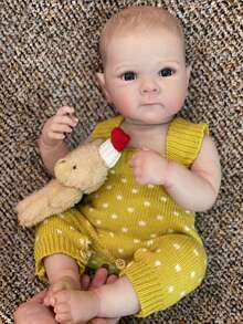 1 件 18 英寸可爱贝蒂女孩全身柔软硅胶乙烯基娃娃逼真手工重生婴儿娃娃，带彩绘头发、服装和配饰，是送给孩子和家庭的理想礼物 - 彩色 - 查看 7