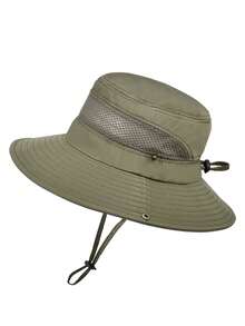 1pc Men's Summer Breathable Sun Block Cap, Outdoor Fishing Wide Brim Bucket Hat, Hiking UV Protection - 9045 - View 15