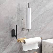 1pc Premium Wall-Mounted Stainless Steel Toilet Roll Holder - Self-Adhesive, Space-Saving Design For Bathroom & Shower - Durable & Easy Installation, Ideal For Holding Toilet Paper And Bathroom Accessories, Bathroom Accessory Holder|Modern Toilet Holder|Durable Construction, Toilet Paper Holder - Multicolor - View 8