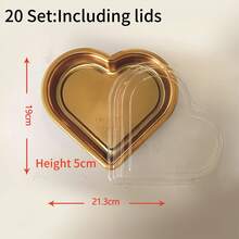 20个金色寿司盒，高端一次性外卖盒，带盖，防雾盖，日式商业包装盒，适合情人节食品包装，心形包装盒 - 多色(含蓋) - 查看 14