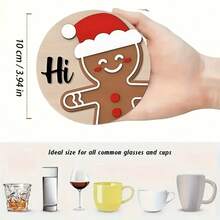 Set de 4 posavasos de madera navideños - Resistentes al calor, lavables a mano, aptos para bebidas, café, oficina, cocina, decoración de escritorio, regalo navideño - Multicolor - Ver 4