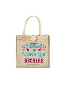 1 件女士多用途手提包，Merci MaîTresse 法式印花化妆包，法式印花手提包，适合婚礼、生日、海滩和节日，可折叠储物袋，教师主题储物袋，伴娘婚礼礼品袋，印花化妆包