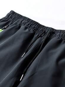 Men's Spring & Autumn Hiking Pants With Zipper Pockets & Drawstring, Straight Leg Casual Running Trousers With Striking Neon Highlight - Grey - View 7