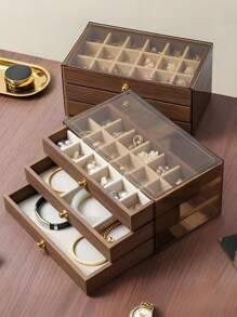 三层首饰盒，木质首饰收纳盒，亚克力首饰收纳盒，复古风格首饰收纳盒，抽屉式首饰盒，化妆品收纳盒，首饰展示架，可展示戒指、耳环、项链、手镯，母亲节礼物，伴娘礼物，生日礼物，朋友和老师礼物，女士理想礼物，化妆包，化妆袋，首饰盒，收纳袋，化妆刷架，化妆刷收纳盒，香水收纳袋，化妆包，女士礼物，圣诞礼物，女士礼物创意