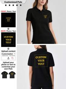 Personalisiertes Damen Poloshirt, mit einer großen Auswahl an Texten, Fotos hinzufügen (Früchte/Fotos/Fotos von Freunden/Selfies/Lieblingsmuster/Haustiere, Selfies, Paar-Erinnerungsfotos, Familienfotos, Porträts, Blumen, berühmte Zitate, witzige Sätze). Geschäfts-T-Shirts, Arbeitskleidung, Team-T-Shirts, Individuelles Poloshirt